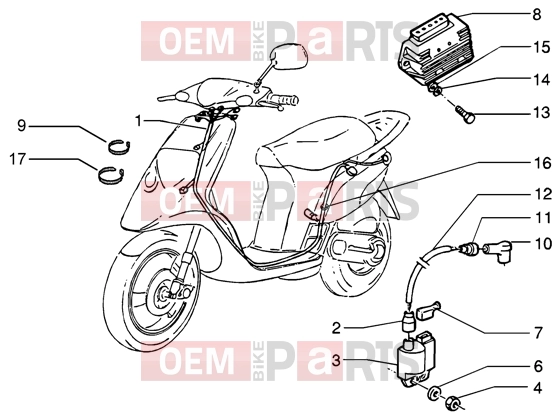 PIAGGIO Electrical system » Cable harnes -regulator-h.t. Coil
