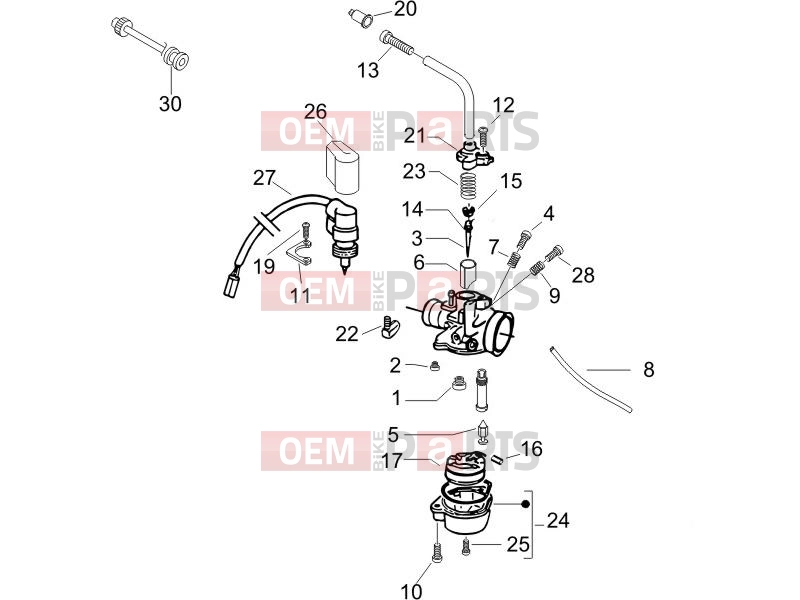 PIAGGIO NRG Power DD Engine » Carburetor's components