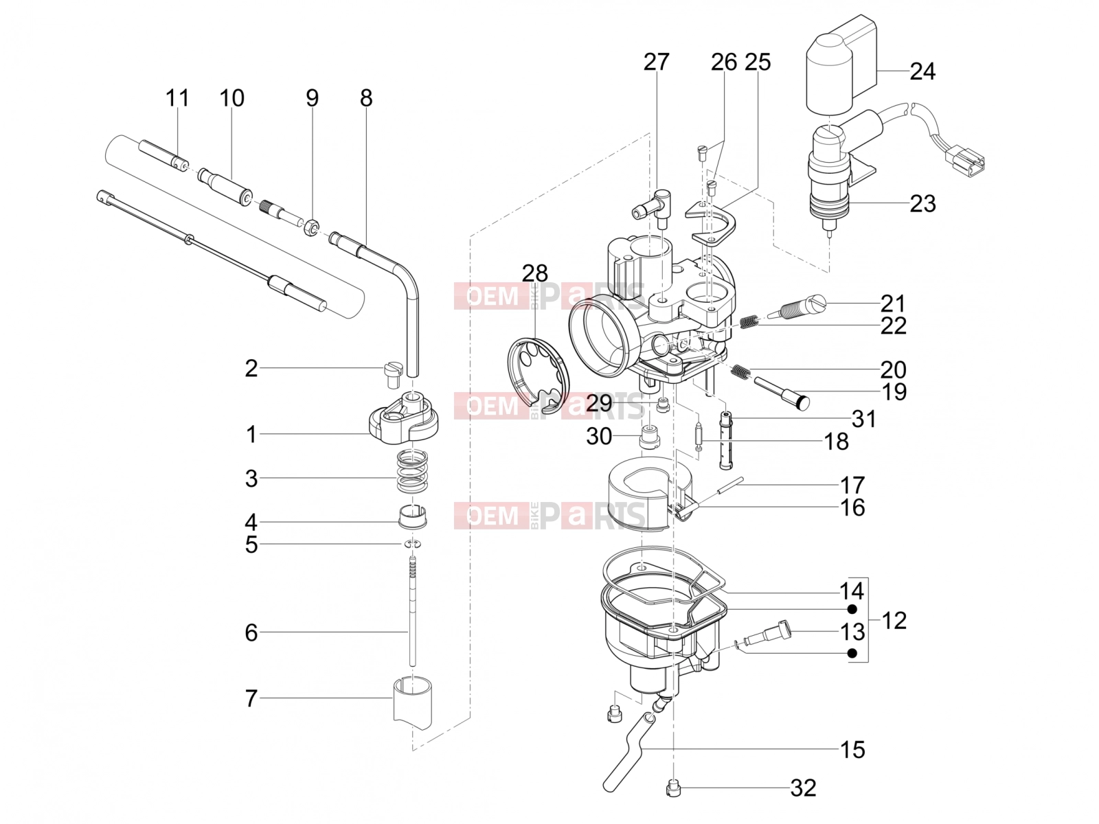PIAGGIO NRG Power DD Engine » Carburetor's components