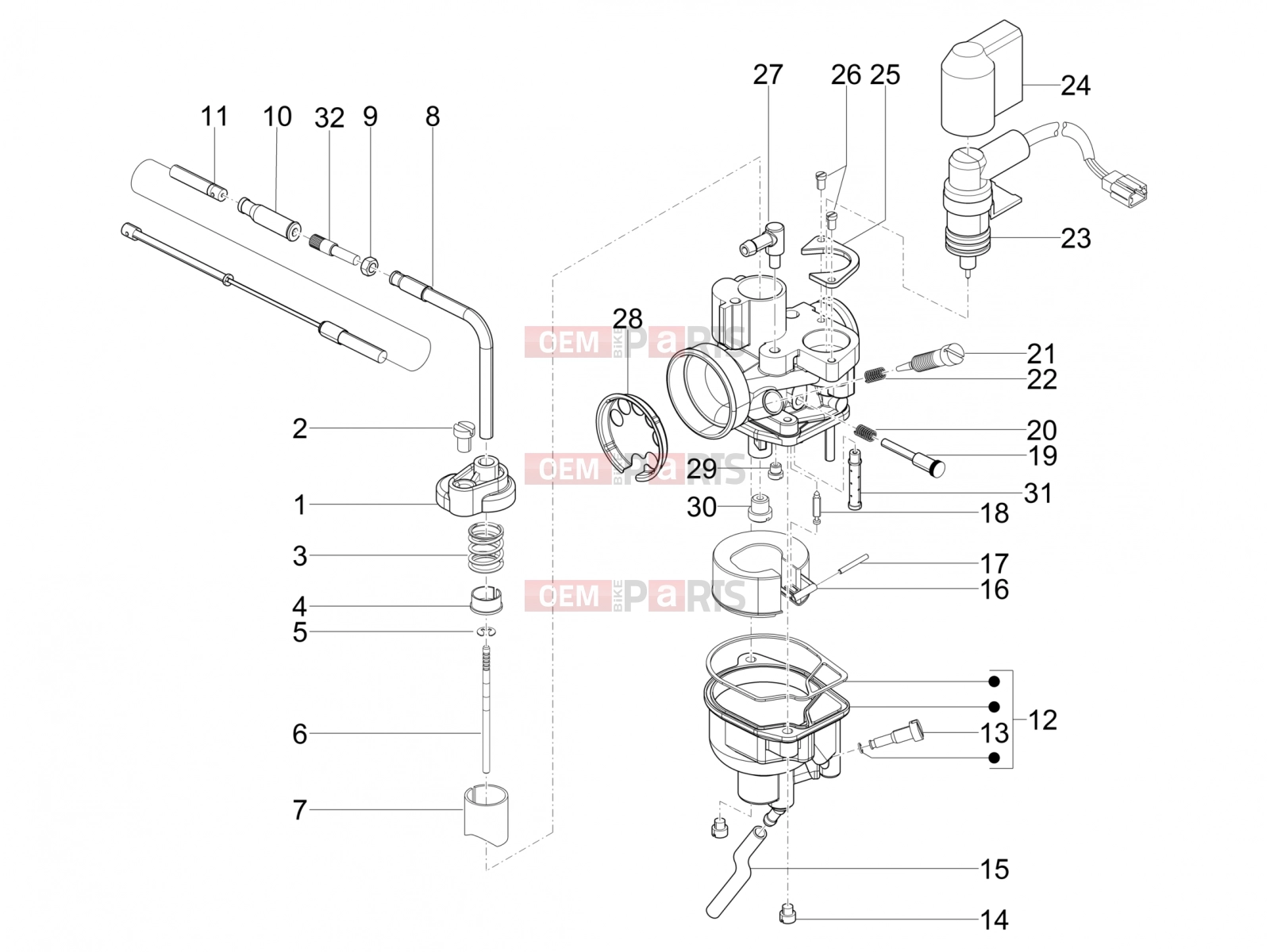 PIAGGIO NRG Power DD Engine » Carburetor's components