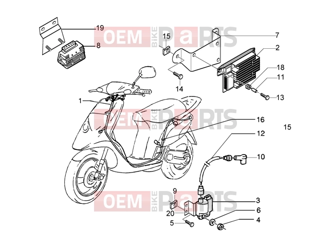 PIAGGIO Electrical system » Cable harnes -regulator-h.t. Coil