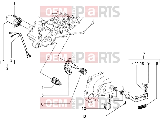PIAGGIO Engine » Starting motor-starter lever