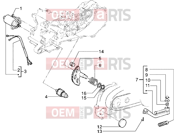 PIAGGIO Engine » Starting motor-starter lever