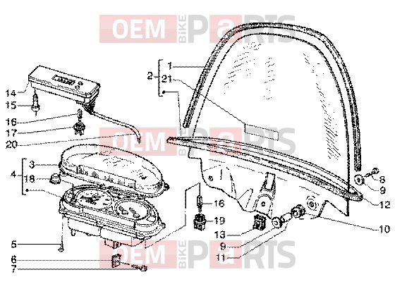 PIAGGIO Handlebars » Speedometer-windshield