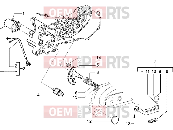 PIAGGIO Engine » Starting motor-starter lever