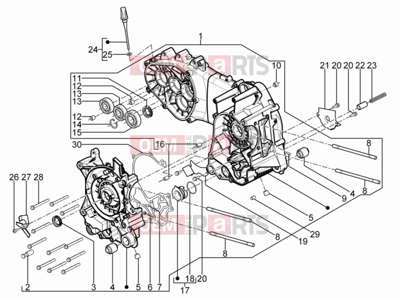 PIAGGIO Typhoon 125 4T 2V (USA) Engine » Crankcase