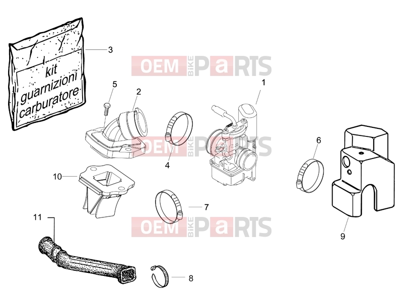 PIAGGIO Typhoon 50 2T Engine » Carburettor, assembly - Union pipe
