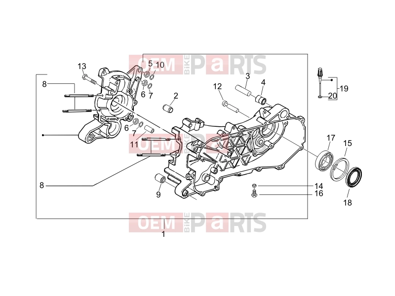 PIAGGIO Typhoon 50 2T (ZAPC290) Engine » Crankcase