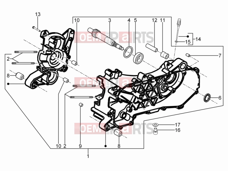 PIAGGIO Typhoon 50 2T (LBMC501) Engine » Crankcase