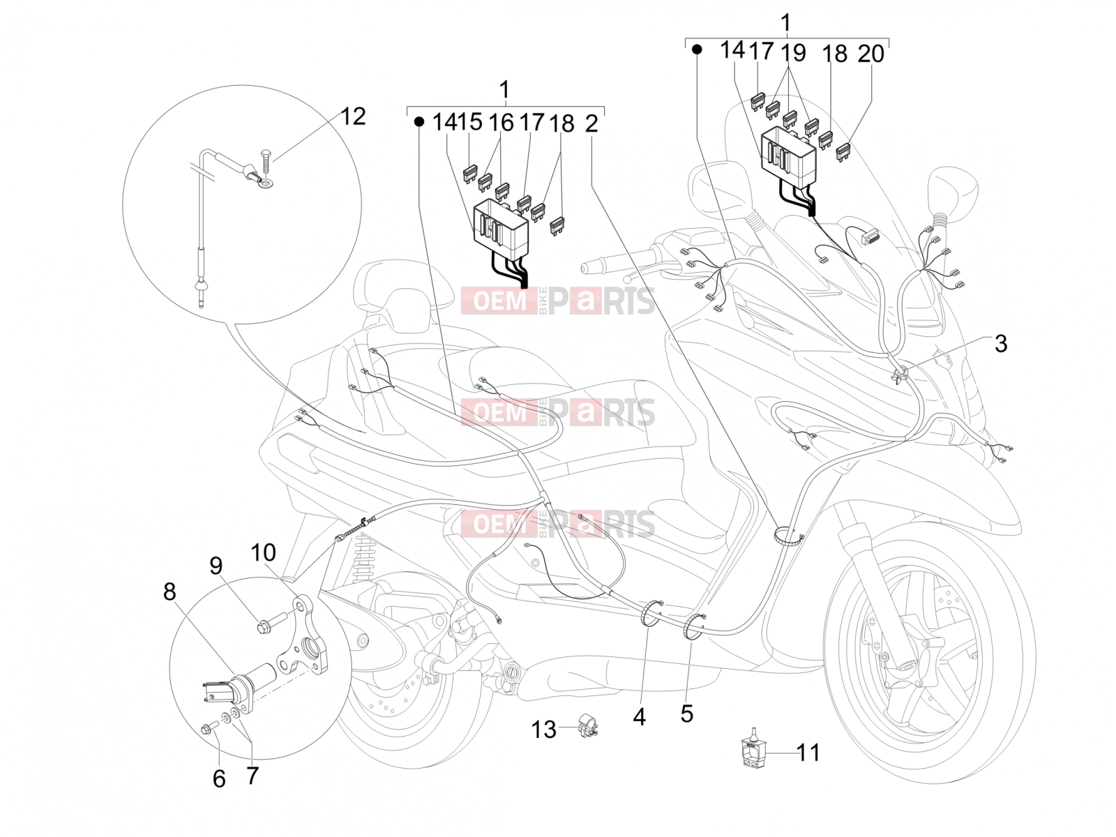 PIAGGIO X Evo 125 Electrical system » Main cable harness