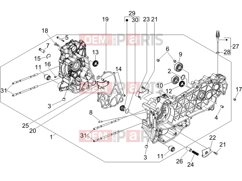 PIAGGIO X8 200 Engine » Crankcase