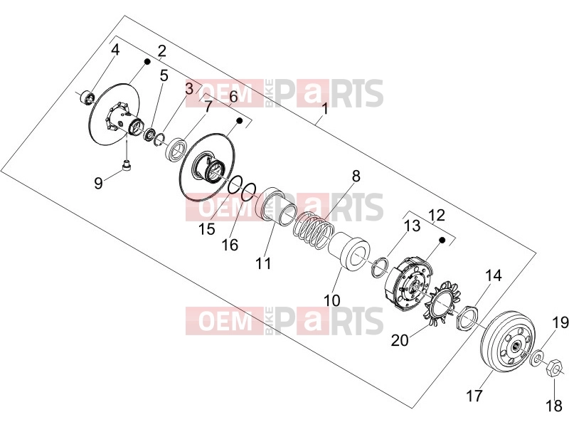 PIAGGIO X8 250 ie Engine » Driven pulley
