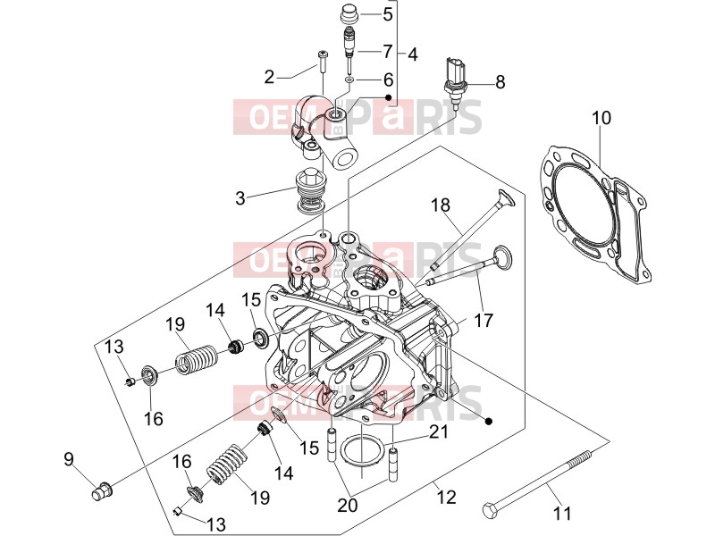 PIAGGIO X8 250 ie Engine » Head unit - Valve