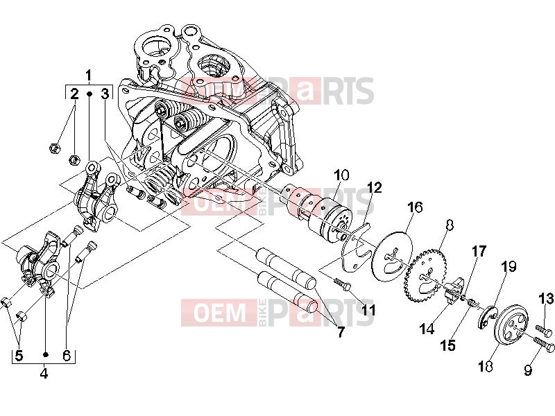 PIAGGIO X8 250 ie Engine » Rocking levers support unit