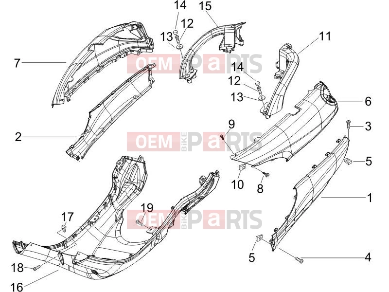 PIAGGIO X9 125 Evolution Frame - Plastic parts - Coachwork » Side cover - Spoiler