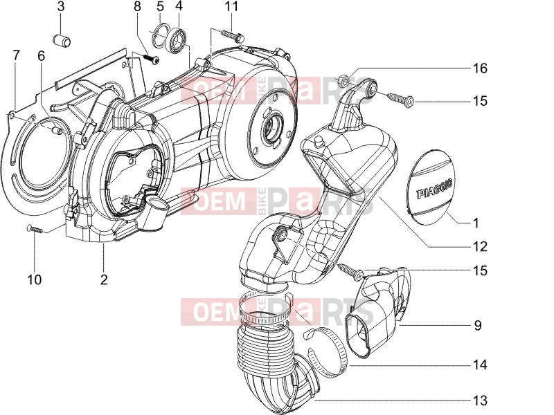 PIAGGIO X9 125 Evolution Engine » Crankcase cover - Crankcase cooling