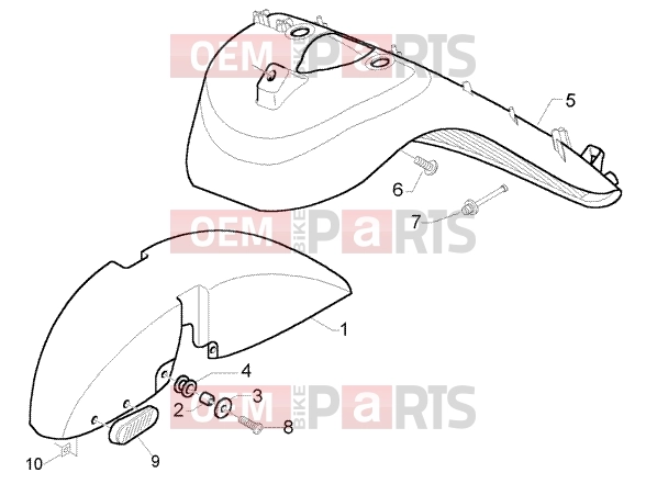 PIAGGIO váz » wheel compartment- mudguard