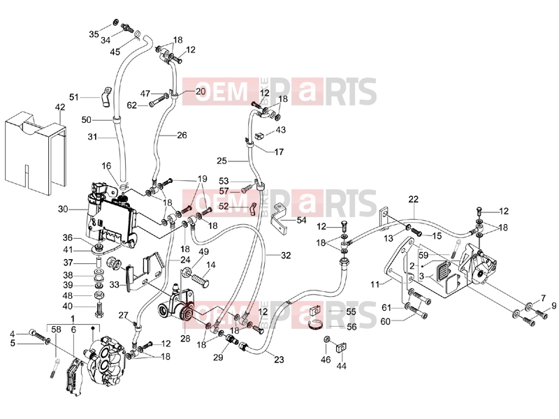 PIAGGIO X9 500 Evolution ABS Braking system - Transmissions » Brakes pipes - Calipers