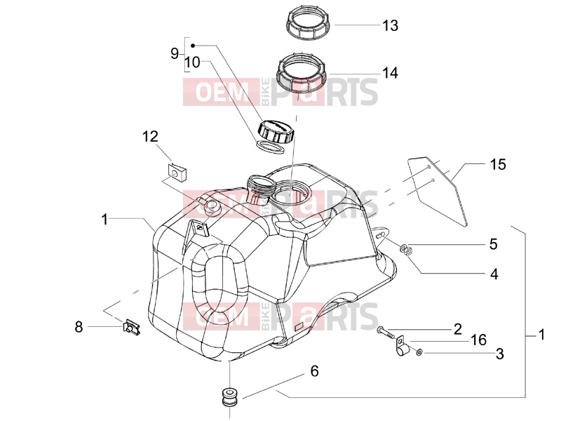 PIAGGIO X9 500 Evolution ABS Frame - Plastic parts - Coachwork » Fuel tank