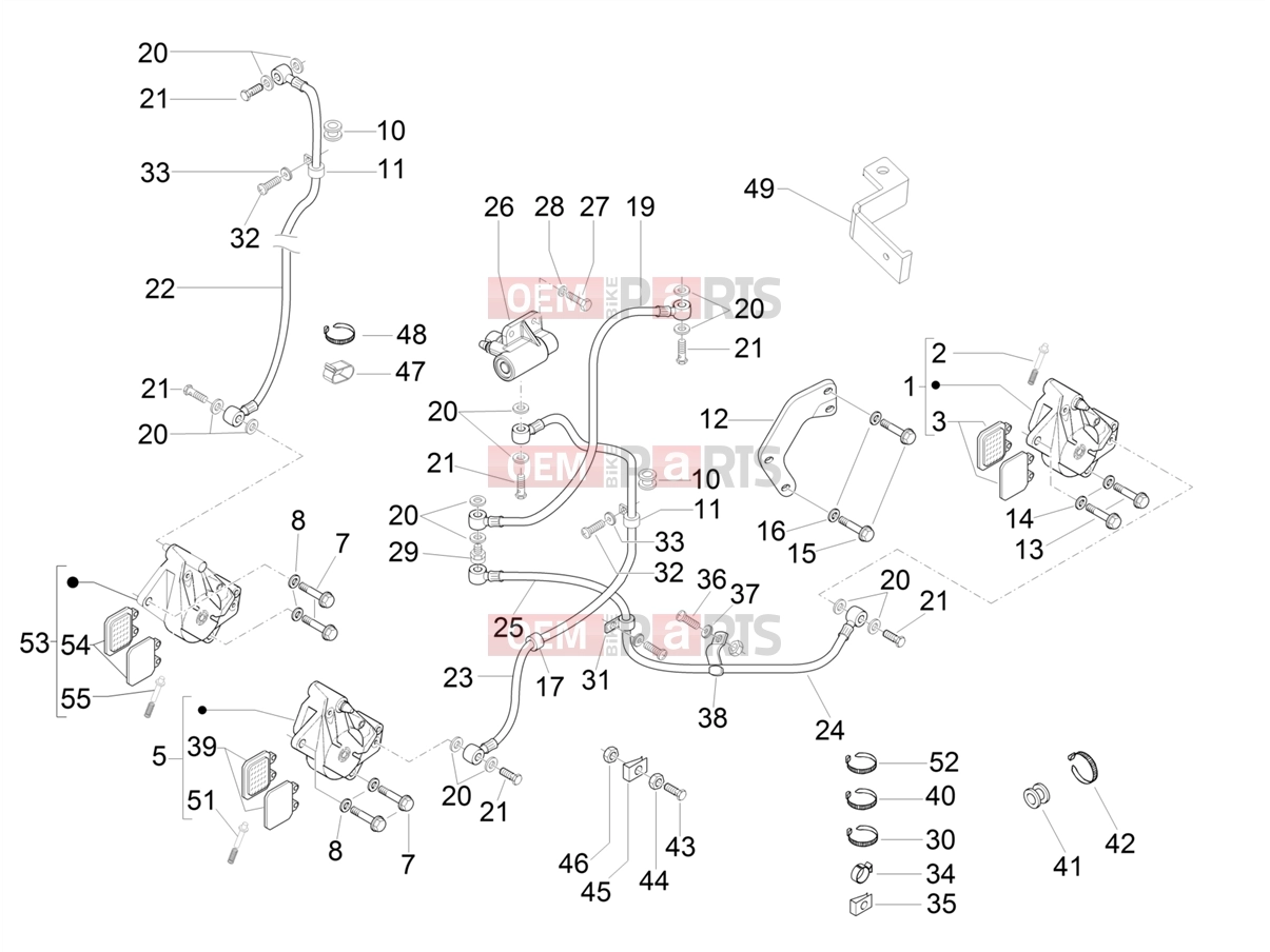 PIAGGIO X9 500 Evolution Braking system - Transmissions » Brakes pipes - Calipers