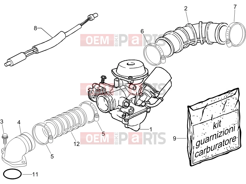 PIAGGIO Zip 100 4T Engine » Carburettor, assembly - Union pipe