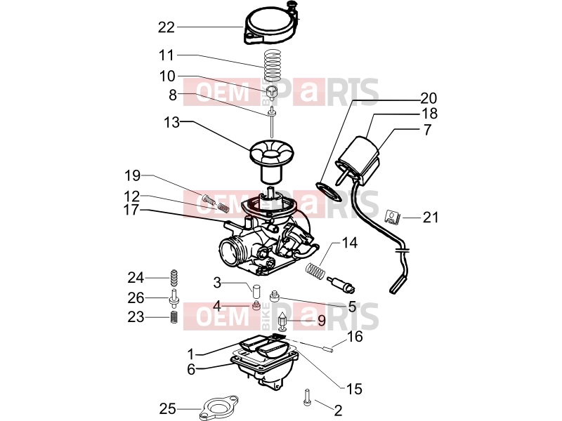 PIAGGIO Zip 100 4T Engine » Carburetor's components