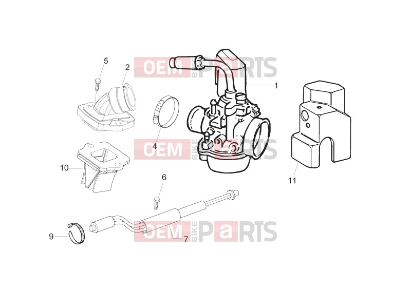 PIAGGIO Zip 50 2T Engine » Carburettor, assembly - Union pipe