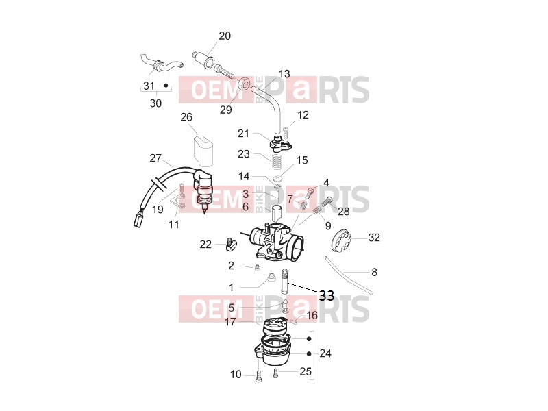 PIAGGIO Zip 50 2T Engine » Carburetor's components