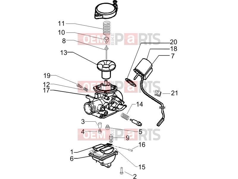 PIAGGIO Zip 50 4T Engine » Carburetor's components