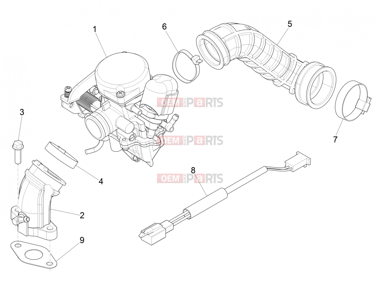 PIAGGIO Zip 50 4T Engine » Carburettor, assembly - Union pipe