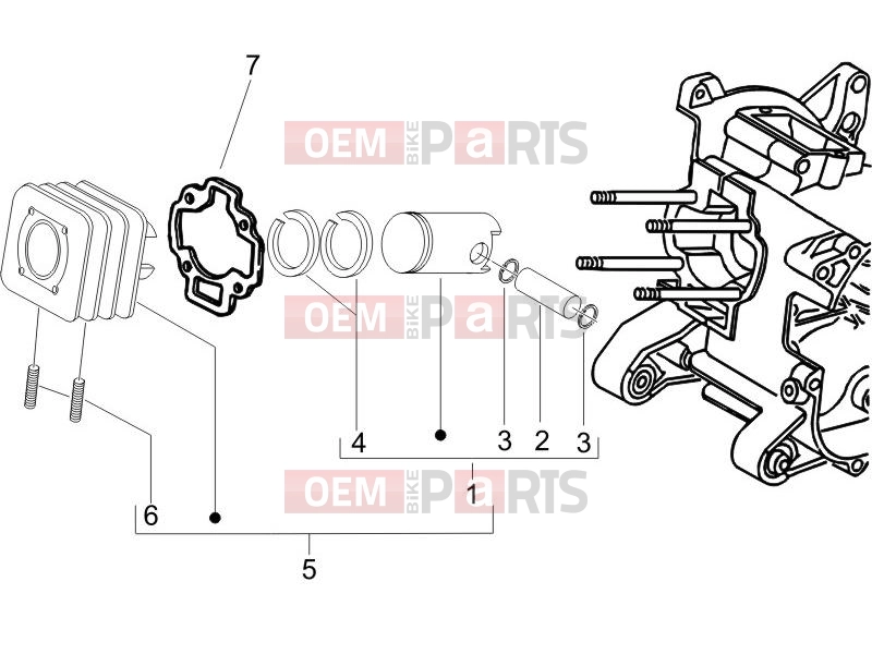 PIAGGIO Zip 50 SP Engine » Cylinder-piston-wrist pin unit