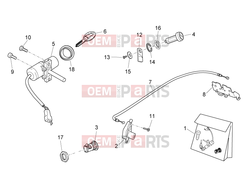 APRILIA Atlantic 125 E3 FRAME » Lock hardware kit