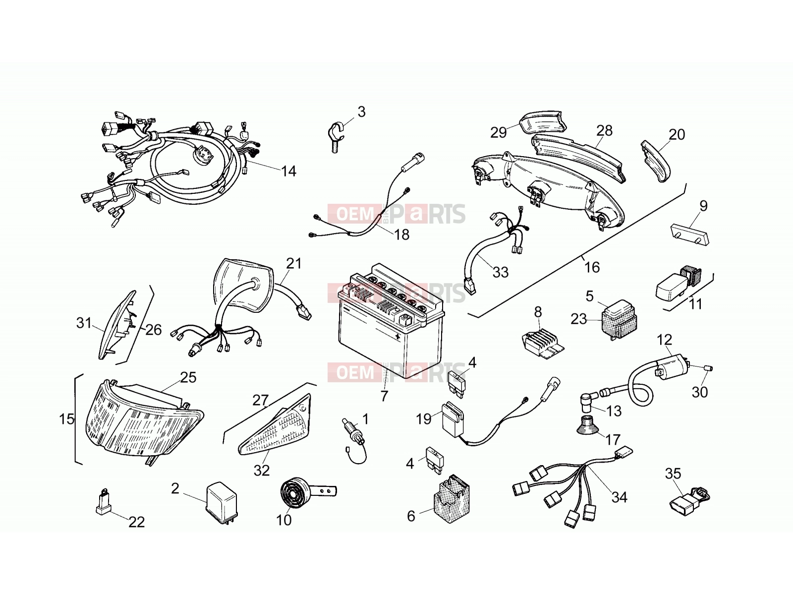 APRILIA SR 50 Frame » Electrical system