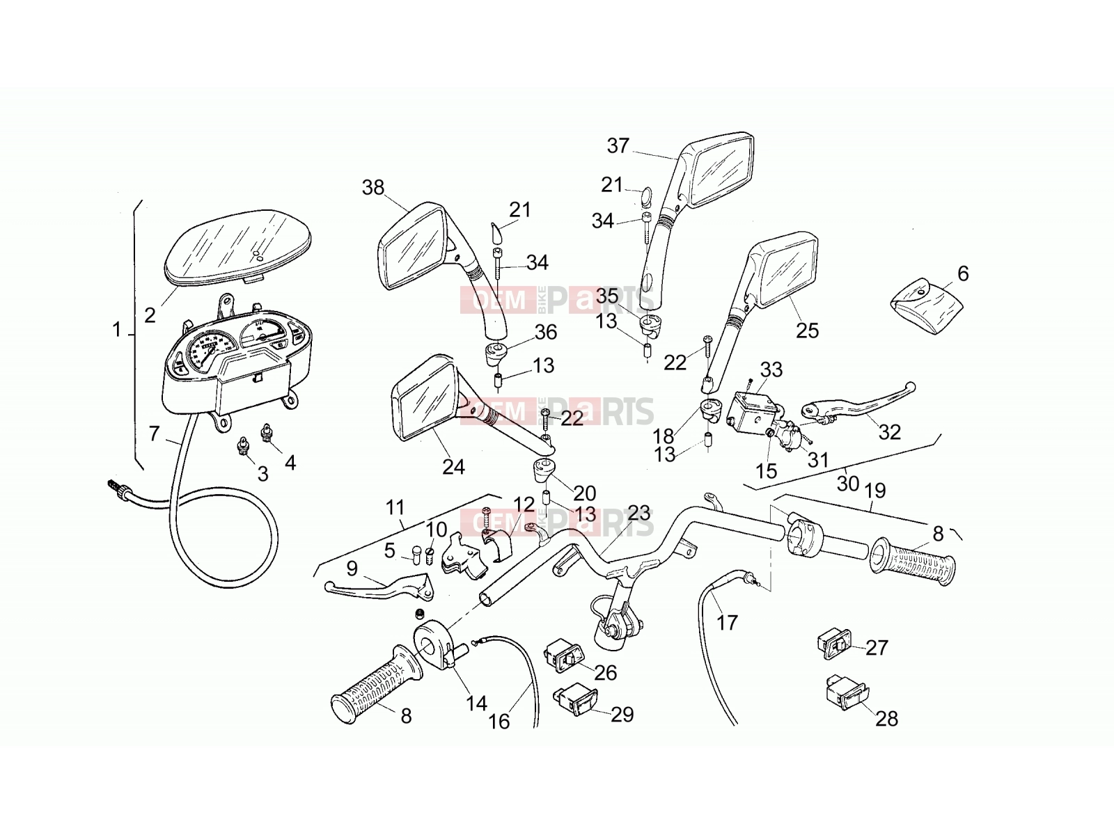 APRILIA SR 50 Frame » Handlebar - Controls