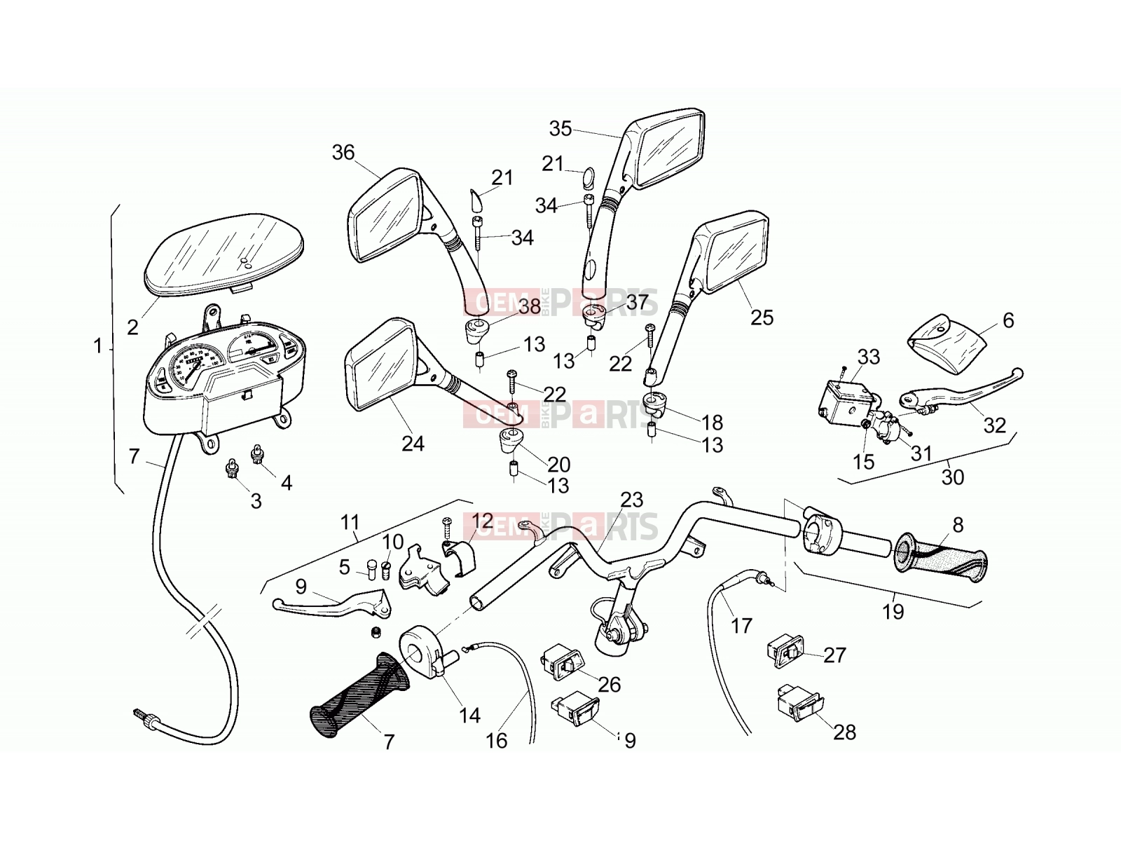 APRILIA SR 50 Frame » Handlebar - Controls