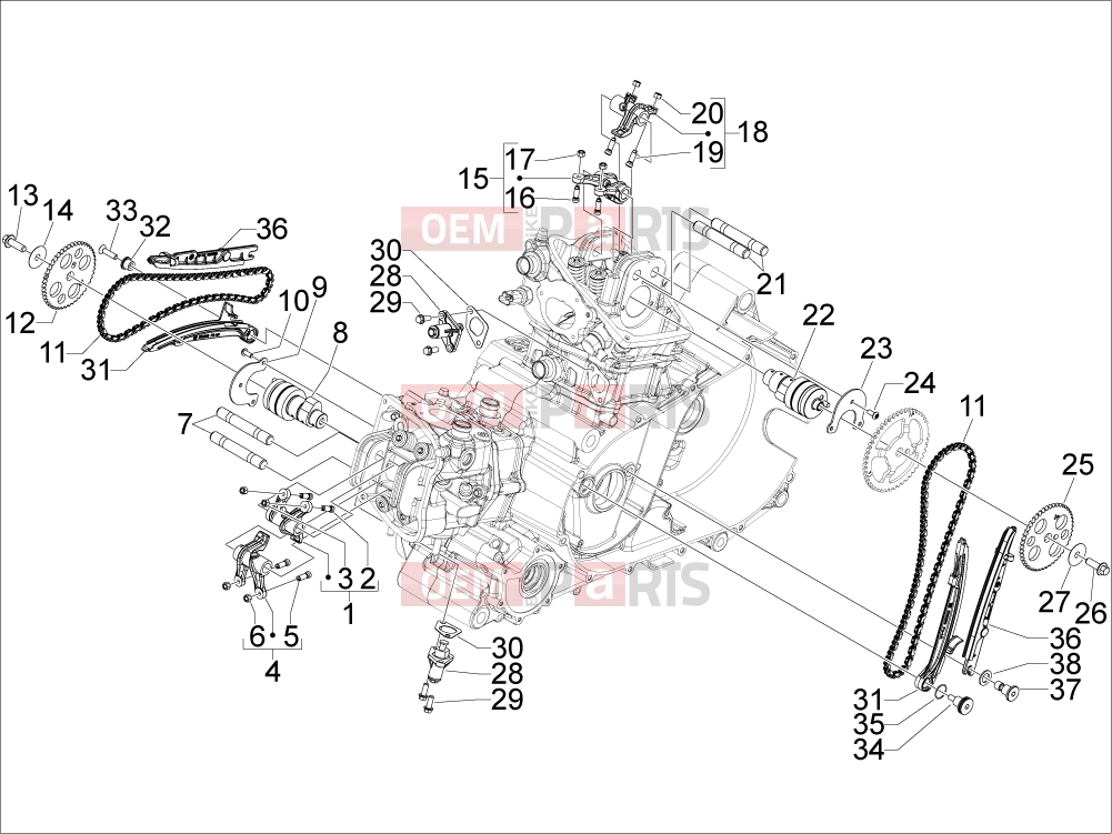 APRILIA SRV 850 Engine » Rocking levers support unit