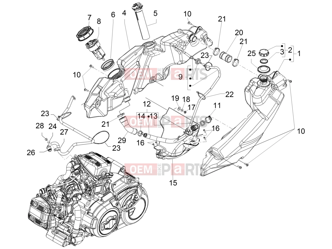 APRILIA SRV 850 Frame - Plastic parts - Coachwork » Fuel tank