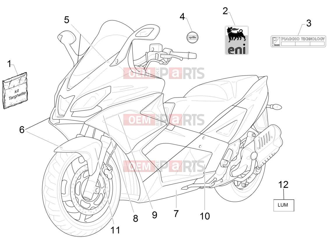 APRILIA SRV 850 Frame - Plastic parts - Coachwork » Plates - Emblems