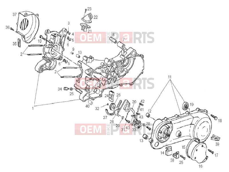 derbi Atlantis 50 2T Bullet Engine » Crankcase