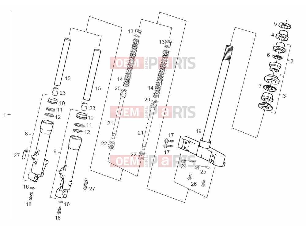 derbi Boulevard 125-150 4T Tables » Front fork