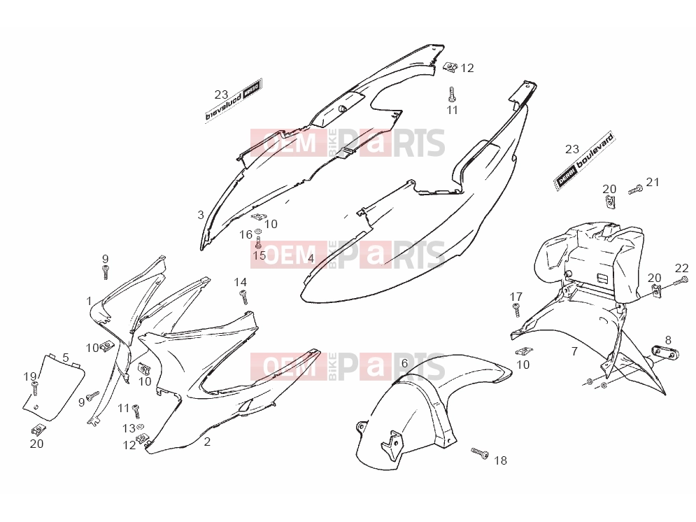 derbi Boulevard 200 4T Tables » Frame