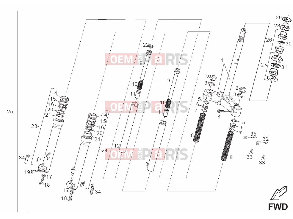 derbi Boulevard 200 4T Tables » Front fork MARZOCCHI
