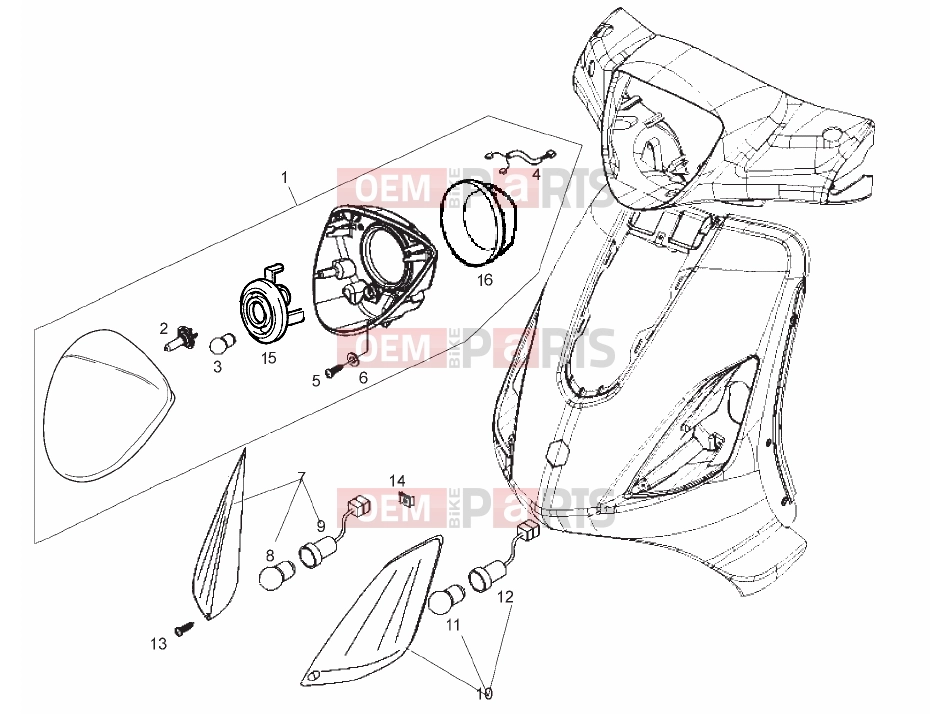 derbi Boulevard 50 2T Tables » Front lights