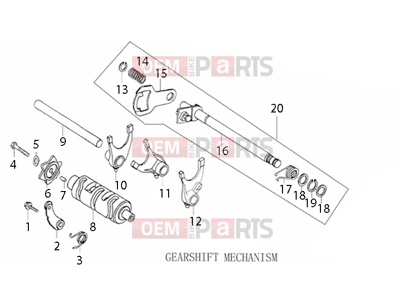 derbi ETX 150 Engine » GEARSHIFT MECHANISM