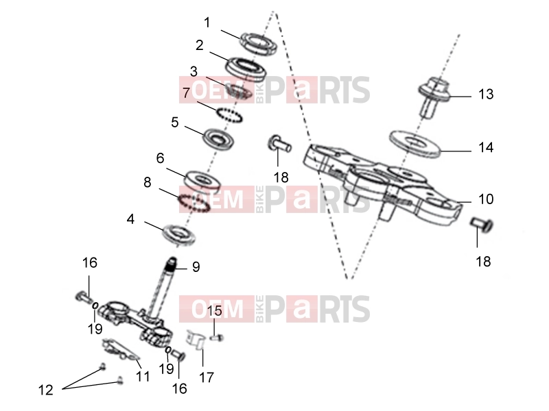 derbi ETX 150 Frame » Steering stem assembly
