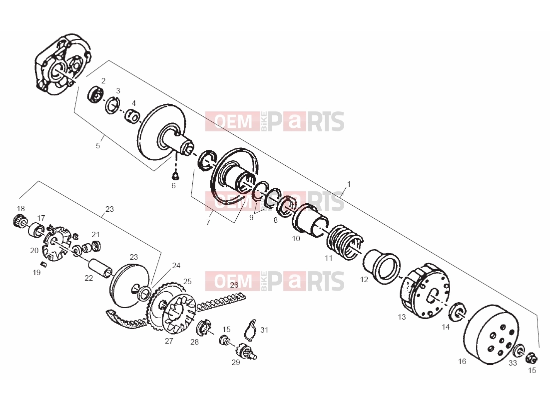 derbi GP 50 Tables » Variator assembly