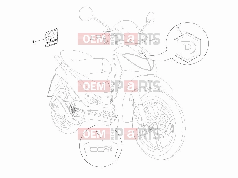 derbi Sonar 50 2T Frame - Plastic parts - Coachwork » Plates - Emblems