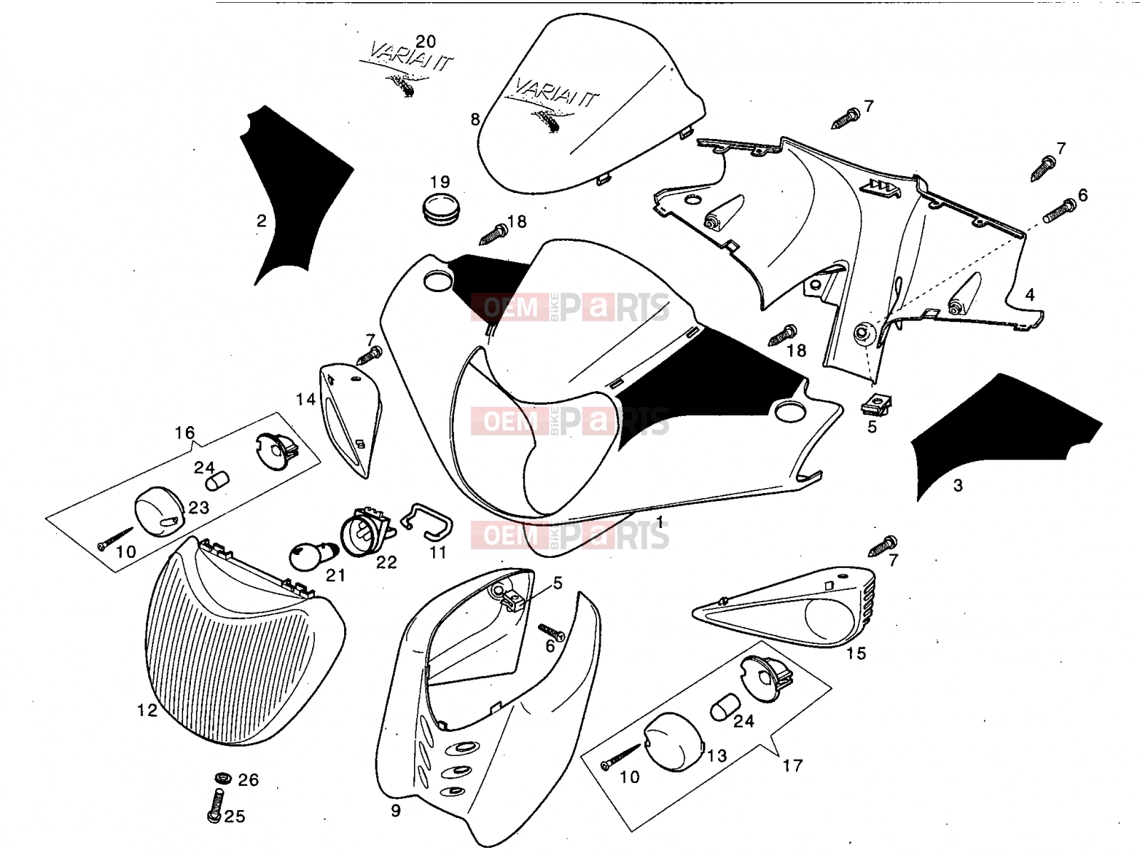derbi Variant Courier 50 Tables » Front lights