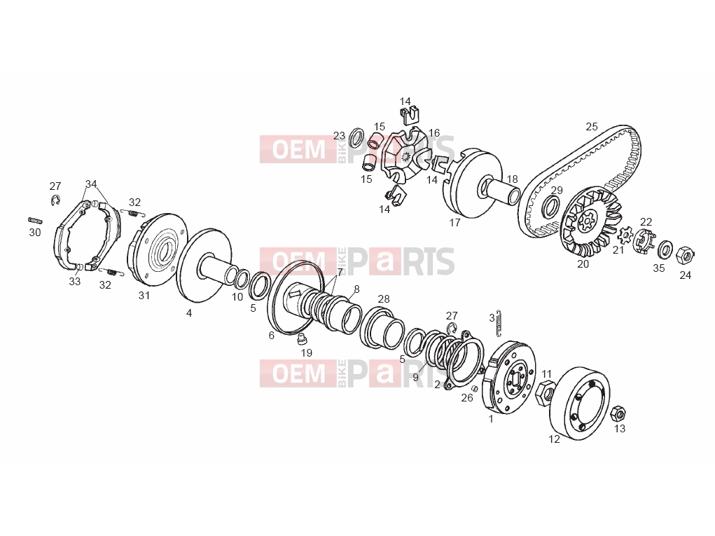 derbi Variant Revolution 50 Tables » Variator