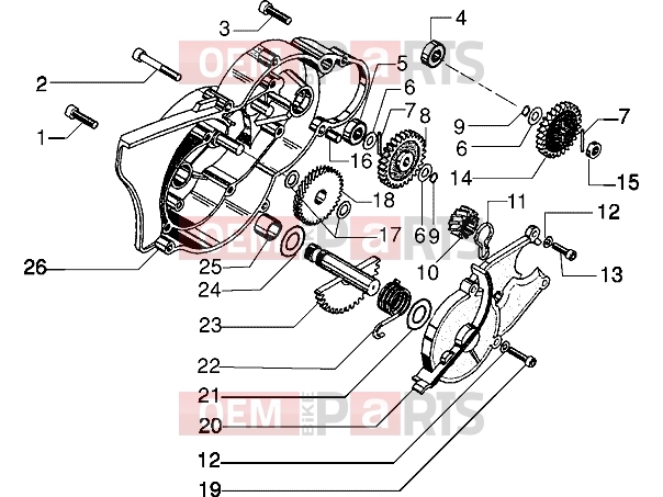 gilera Eaglet automatic Engine » Flywheel cover-gears